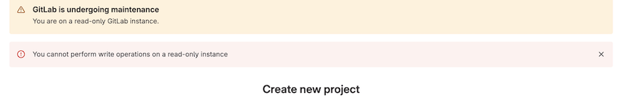 Maintenance Mode banner and error message